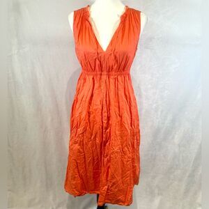 Gap perfect coral 100% cotton empire waist midi dress size small